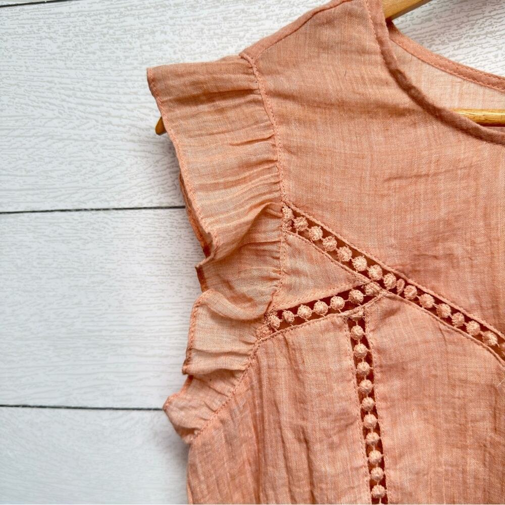 Lily Star Peach Ruffle Blouse Small Cottagecore Fairy Lace Trim Romantic Top - Picture 4 of 8